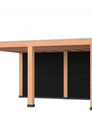 Lage Prijs Douglas overkapping, 500 x 400, met achterwand, Westwood Robuust zwart
